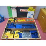 A 1970 Meccano Set No 9, finished in blue and yellow with instruction booklets, pieces often