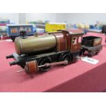 A 1920's "O" Gauge 0-4-0 Live Steam Locomotive and Tender by Bing, finished in LMS, R/No 2160,