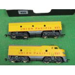 A 'HO' Union Pacific F7A? Diesel Locomotive and Slave by Tyco, playworn.