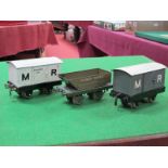 Three Early 1920's Hornby "O" Gauge Four Wheel Wagons, A Midland Railways refrigerator van in white,