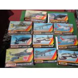 Eleven 1:72nd Scale Plastic Model Military Aircraft Kits, by Matchbox, All Jets, including Hunter