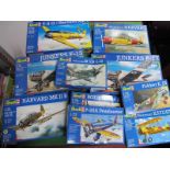 Ten 1:72nd Scale Plastic Model Aircraft Kits, by Revell including Junkers F-13, T-6G/Harvard MK4,