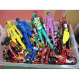 A Quantity of Predominantly Mighty Morphin Power Rangers Plastic Action Figures, vehicles,