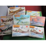 Eight 1:72nd Scale Plastic Model Military Aircraft Kits, by Matchbox including PK-402 Wellington