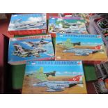 Five 1:72nd Scale Plastic Model Military Aircraft Kits, by ESCI, all jets including Mc Air F-4C/J