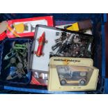 A Quantity of MID XX Century Lead Figures, all playworn, Britians Cannons, two Matchbox Yester