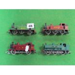 Four "OO" Scale 0-6-0 Locomotives by Hornby, all playworn.