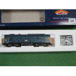 A Bachmann "OO" Class 25 Diesel Locomotive, finished in British Rail blue, couplings changed,