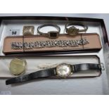 Montine Gent's Wristwatch, bark textured costume bracelet, ladies wristwatches, pill boxes.