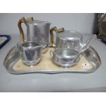 Picquot Ware Four Piece Tea Service; together with matching tray.