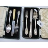A Victorian Hallmarked Silver Three Piece Christening Set, MH & Co, Sheffield 1860, initialled in