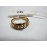 A c.Late XIX/Early XX Century Pearl and Coral Set Ring, alternately set (finger size M) together