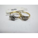 An 18ct Gold Dress Ring, with heart shape inset centre, between floral textured shoulders (finger