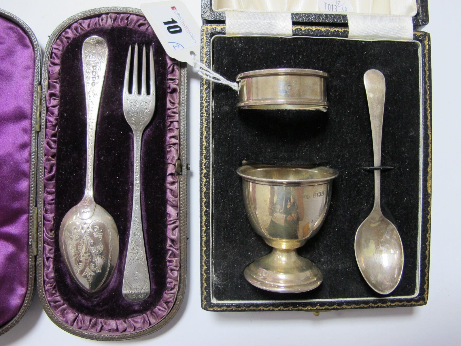 A Decorative Victorian Matched Hallmarked Silver Two Piece Christening Set, London 1883, 1889, in