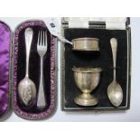 A Decorative Victorian Matched Hallmarked Silver Two Piece Christening Set, London 1883, 1889, in
