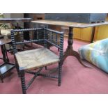 A XIX Century Oak Pedestal Table, on cabriole legs; together with a XIX Century bobbin turned corner