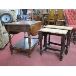 A 1930's Oak Drop Leaf Table, and nest of two tables.