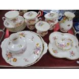 Royal Albert "Fairford", six cup-saucers, Royal Crown Derby vase, Derby posies vase etc:- One Tray