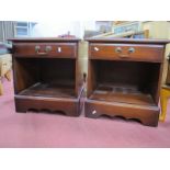 A Pair of Mahogany Single Drawer Bedside Chests, 48cm wide.