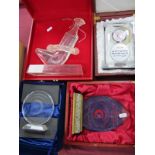 Oman Association of Radiographers Glass Award Dagger, in case, 23cm high, three similar cased