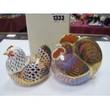 A Royal Crown Derby Paperweight as 'Cockerel', date code for 1993, gold stopper, red printed mark,