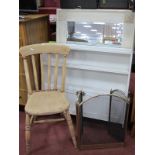 Cream Framed Bevelled Wall Mirror, 114 x 84cm, cream painted wall rack, farmhouse kitchen chair,