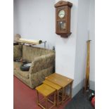 Oak Cased Wall Clock; together with a nest of tables.