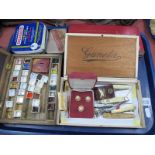 Artists Set, including Reeves paint mixers, penknives, earrings, tins, etc:- One Tray