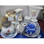 Losol Ware "Hamilton" Dressing Table Tray, tidy jars etc, late XIX Century Devon ware, biscuit