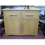 A Light Wood Side Table, with two drawers over two cupboard doors 97mm wide.