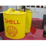 An Oval Yellow 'Shell' Petrol Can, 23.5cm high; A Circa 1950's Insurance Office Advertising Mirror