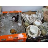Colclough Dinnerware, Portmeirion pottery, cut and pressed glassware:- Two Boxes