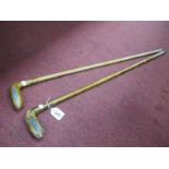 Golf - Sunday Sabbath Walking Sticks, circa early XX Century, each with ivory insets panel to