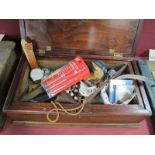 Intelligence Corps Badge, cycling badges, magnifying glass, Timex watch, etc:- in a mahogany box.