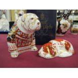 A Royal Crown Derby Paperweight as 'Bulldog', date code for 1990, gold stopper, red printed mark,