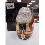 Royal Crown Derby Paperweight as 'Santa Claus', date code for 1997, gold stopper, red printed