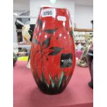 A Modern Poole Pottery Vase, with stylised flowers and butterflies, painted marks to base AX, 25cm