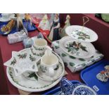 Portmeirion 'The Holly and The Ivy' Pattern Two Tier Cake Stand, large circular platter, two jugs