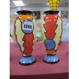 A Pair of Lorna Bailey 'Rochels' Pattern Vases, No. 154/250 and 155/250, 17.5cm high. (2)
