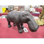 A Leather Covered Model of a Hippopotamus, 31cm long.