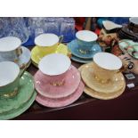 Royal Albert Harlequin 'Gossamer' Teaware, comprising six tea cups, saucers and plates, Wade novelty