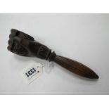 XIX Century Treen Nutcracker in the Form of a Clasped Hand, with screw threaded handle as crusher,