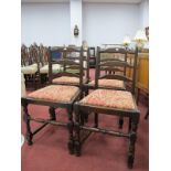 Four Ladder Back Chairs, on turned and block supports.