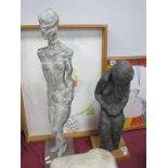 From the Ann Howse Collection; A Black Painted Figure of a Lady, her head downcast, 48cm high,