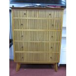 A 1960's Walnut Chest of Two Short and Four Long Drawers, on splayed legs, with retailers label