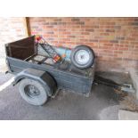 Single Axle Trailer, aperture approximately 140cm long (not including axle) x 98cm wide; together