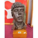 From the Ann Howse Collection; Fibreglass Head Study of a Young Gentleman with Open Collar, on pine