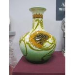 Art Nouveau Pottery Bulbous Vase, in the style of William Morris, with stylised floral design on
