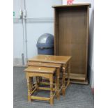 Oak Bookcase, with adjustable shelves; together with an oak nest of tables. (2)