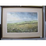 John Belderson (Yorkshire Artist) "Rain Coming" Wharfedale, watercolour, signed lower right (glass